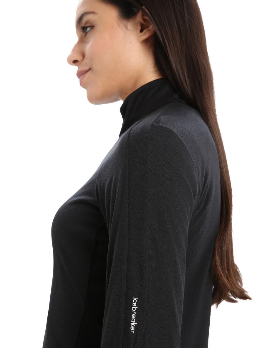 Black Icebreaker ZoneKnit™ Merino Long Sleeve Zip Women's Hoodie | AU 1668SGLO